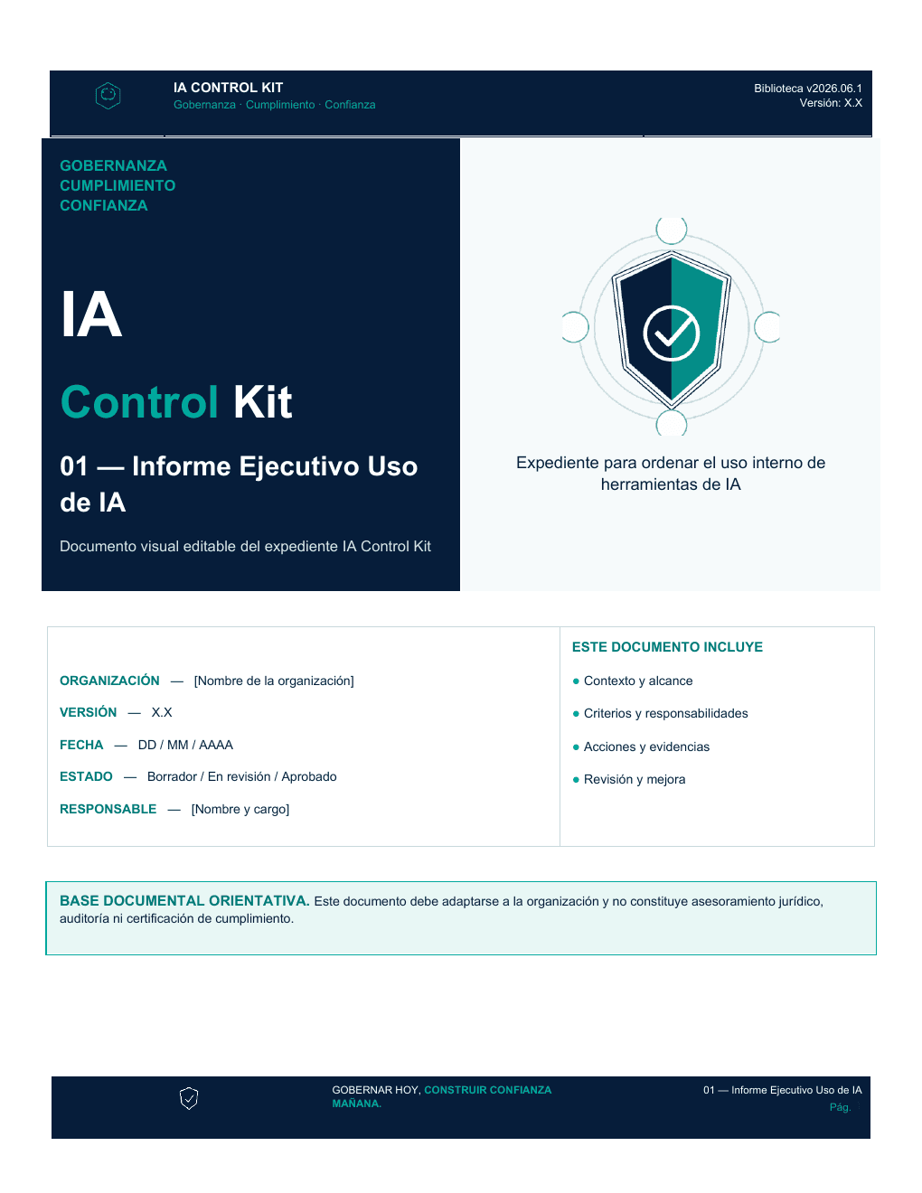 Miniatura real del informe ejecutivo incluido en el kit documental